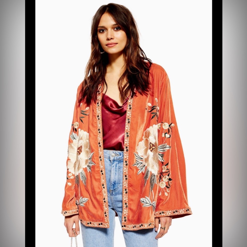 Topshop Velvet Kimono Jacket
